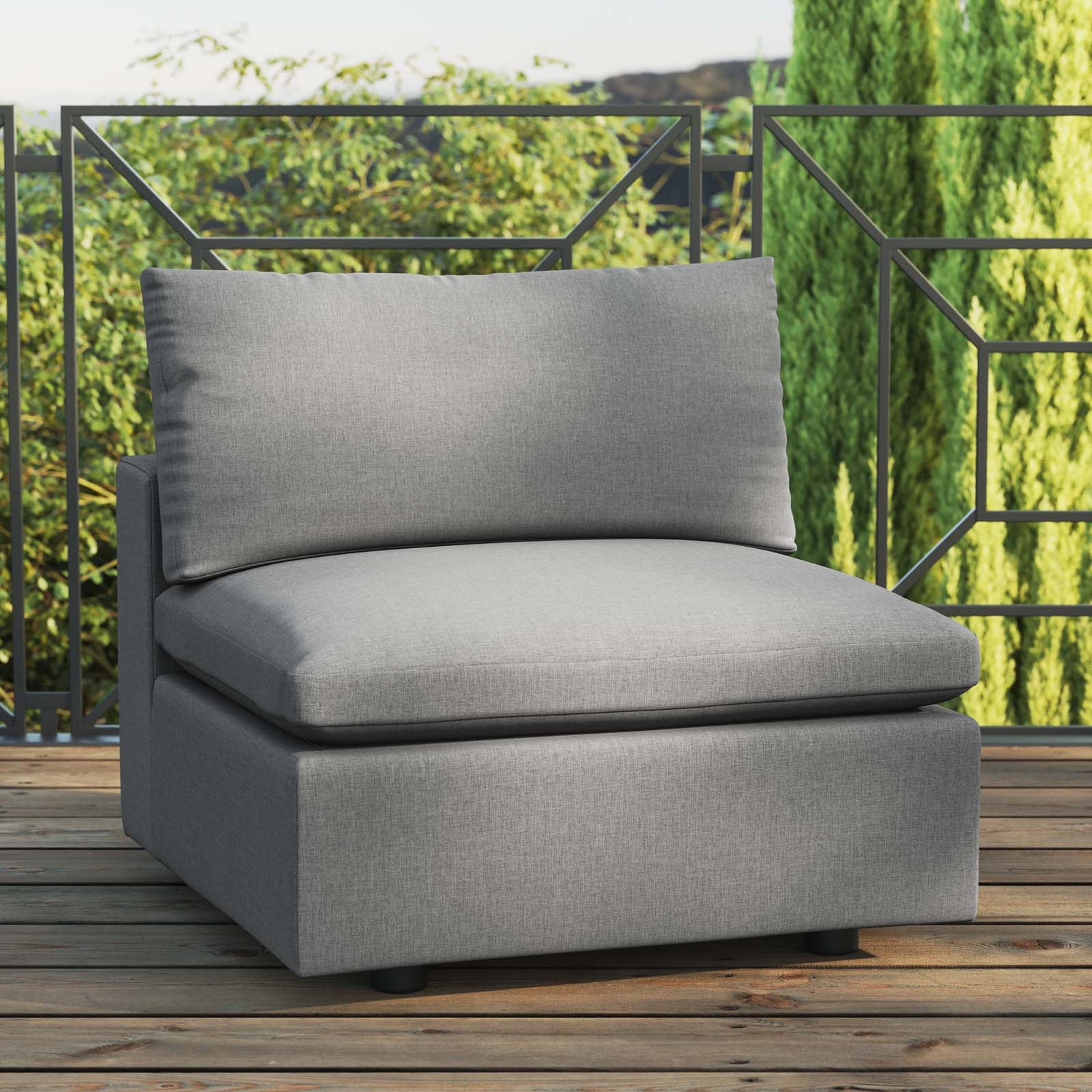 Commix Overstuffed Outdoor Patio Armless Chair By HouseBean