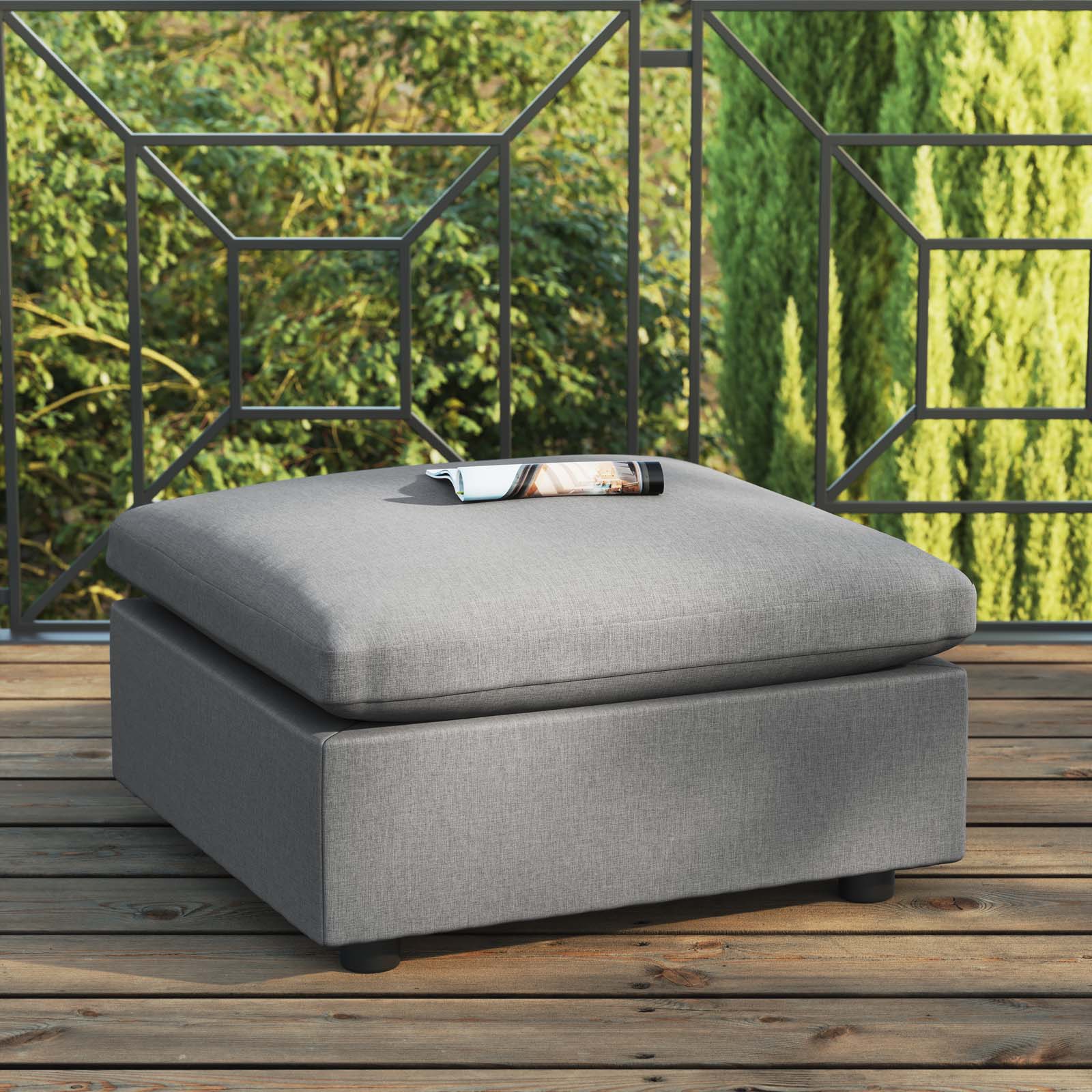 Commix Overstuffed Outdoor Patio Ottoman By HouseBean