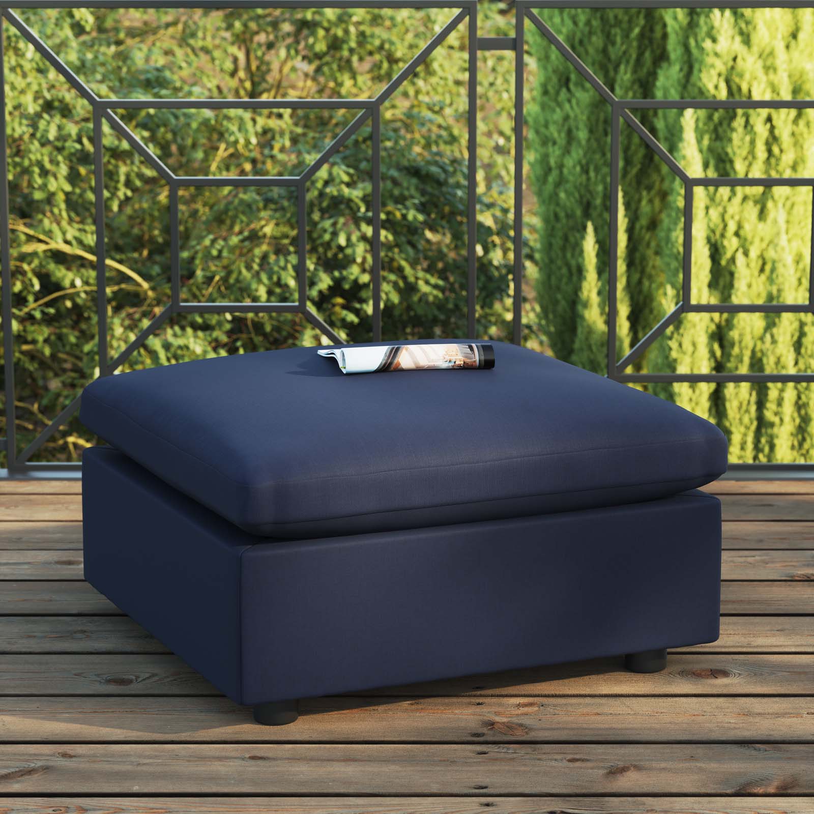 Commix Overstuffed Outdoor Patio Ottoman By HouseBean