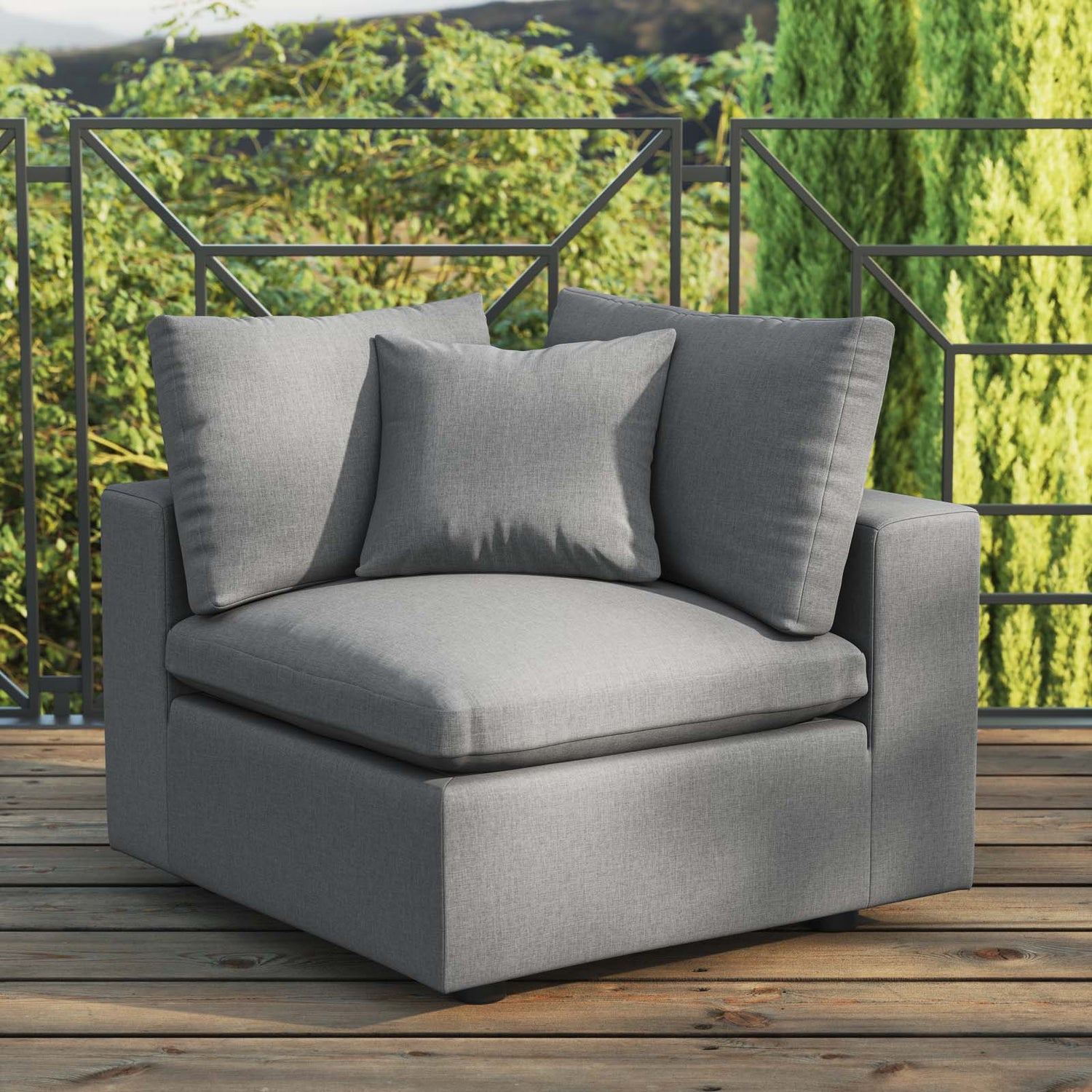 Commix Overstuffed Outdoor Patio Corner Chair By HouseBean