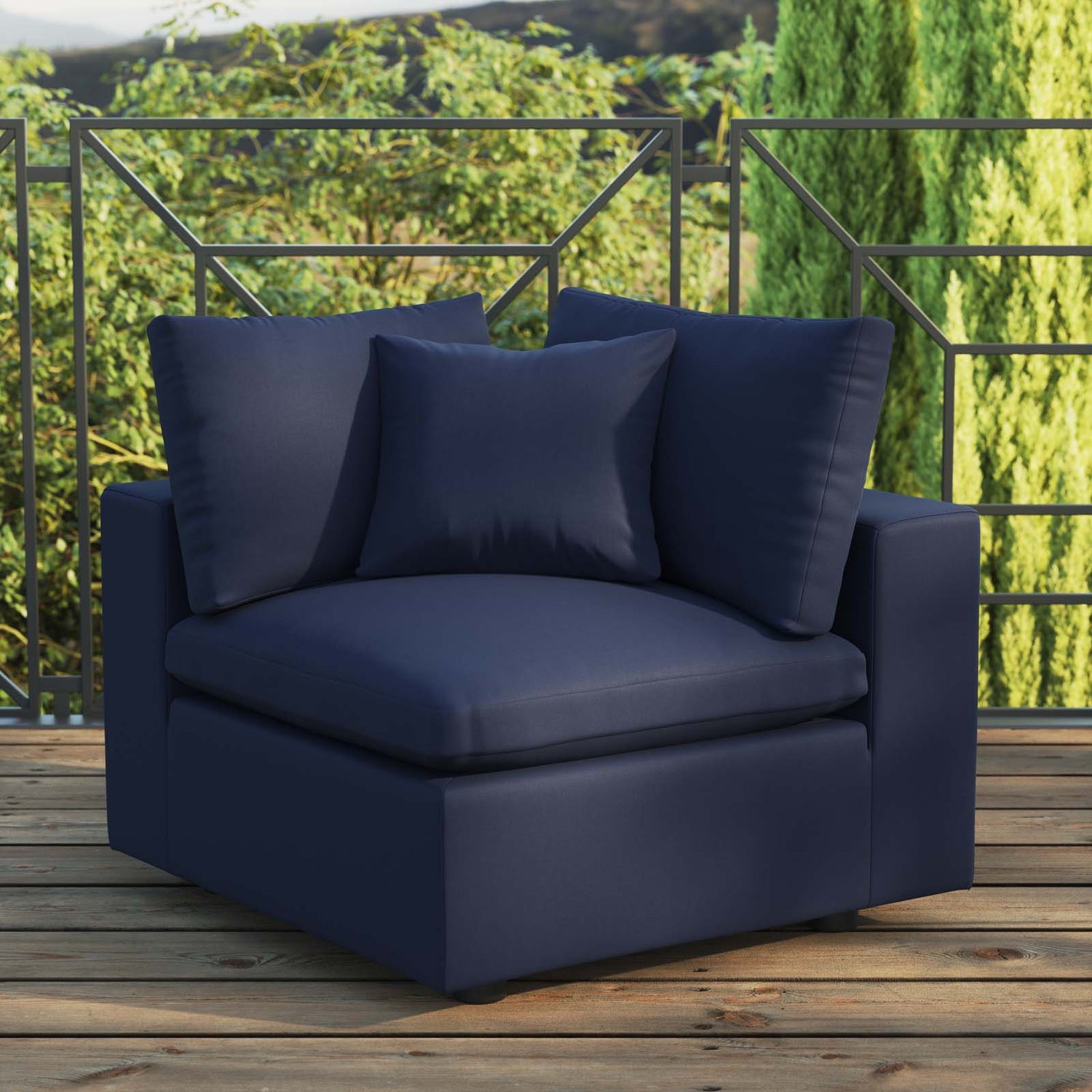 Commix Overstuffed Outdoor Patio Corner Chair By HouseBean