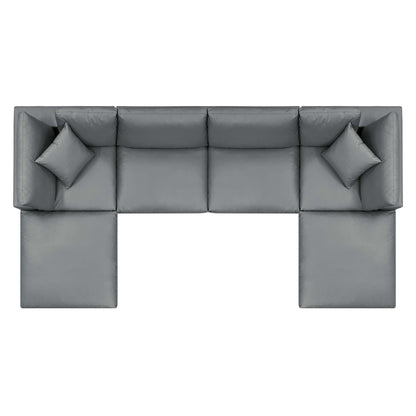 Commix 6-Piece Down Filled Overstuffed Performance Velvet Sectional Sofa by Modway