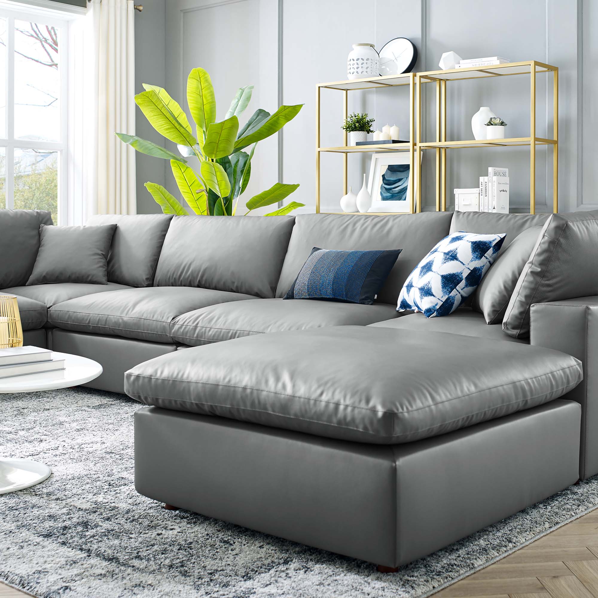 Commix 7-Piece Down Filled Overstuffed Performance Velvet Sectional Sofa by Modway