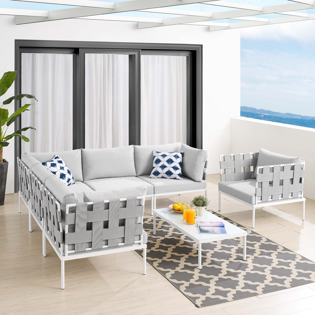 Harmony 7-Piece  Sunbrella¬Æ Outdoor Patio Aluminum Sectional Sofa Set by Modway