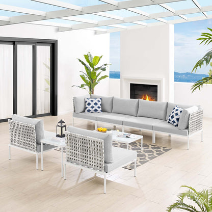 Harmony 8-Piece  Sunbrella¬Æ Basket Weave Outdoor Patio Aluminum Sectional Sofa Set by Modway