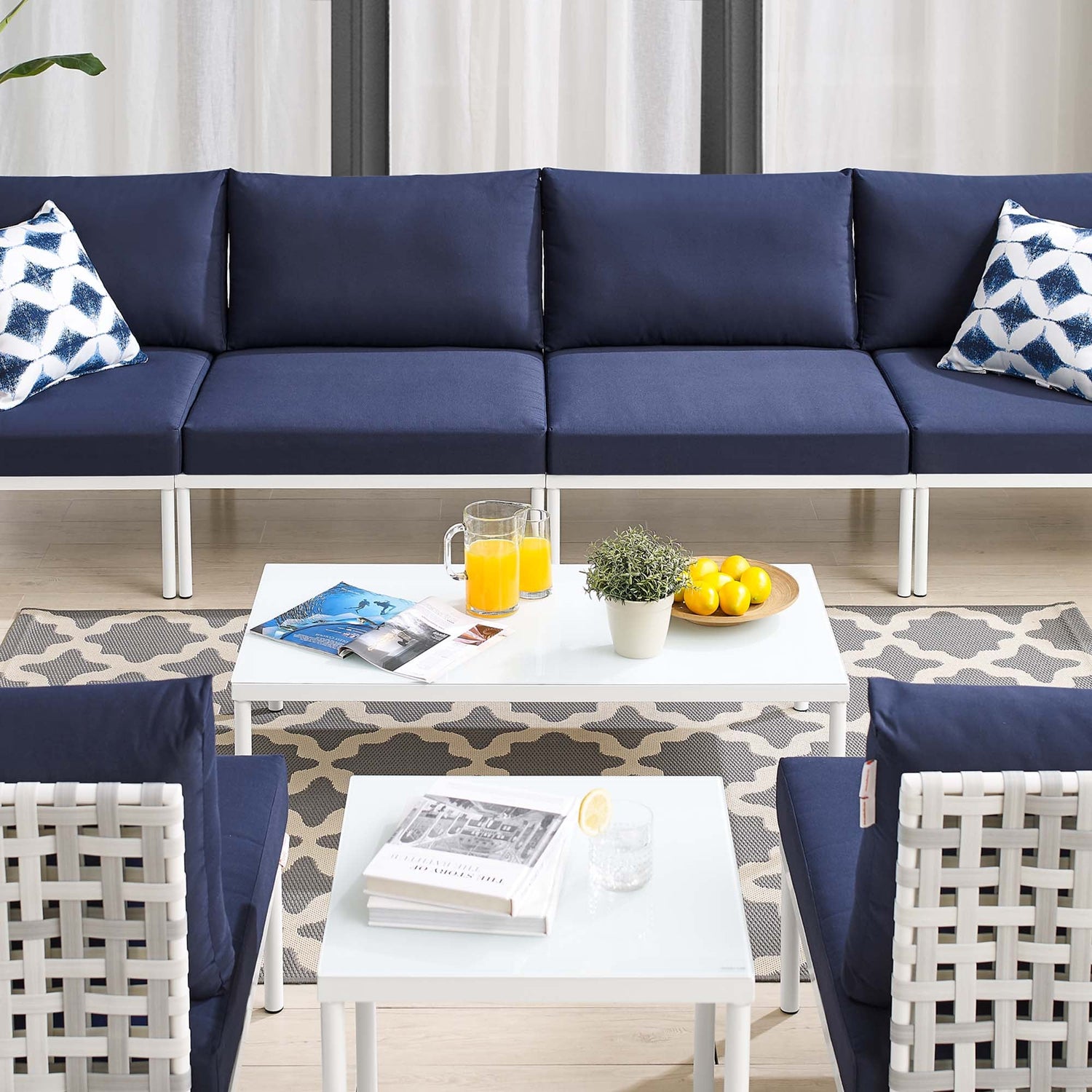 Harmony 8-Piece  Sunbrella¬Æ Basket Weave Outdoor Patio Aluminum Sectional Sofa Set by Modway