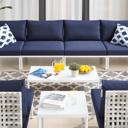 Harmony 8-Piece  Sunbrella¬Æ Basket Weave Outdoor Patio Aluminum Sectional Sofa Set by Modway