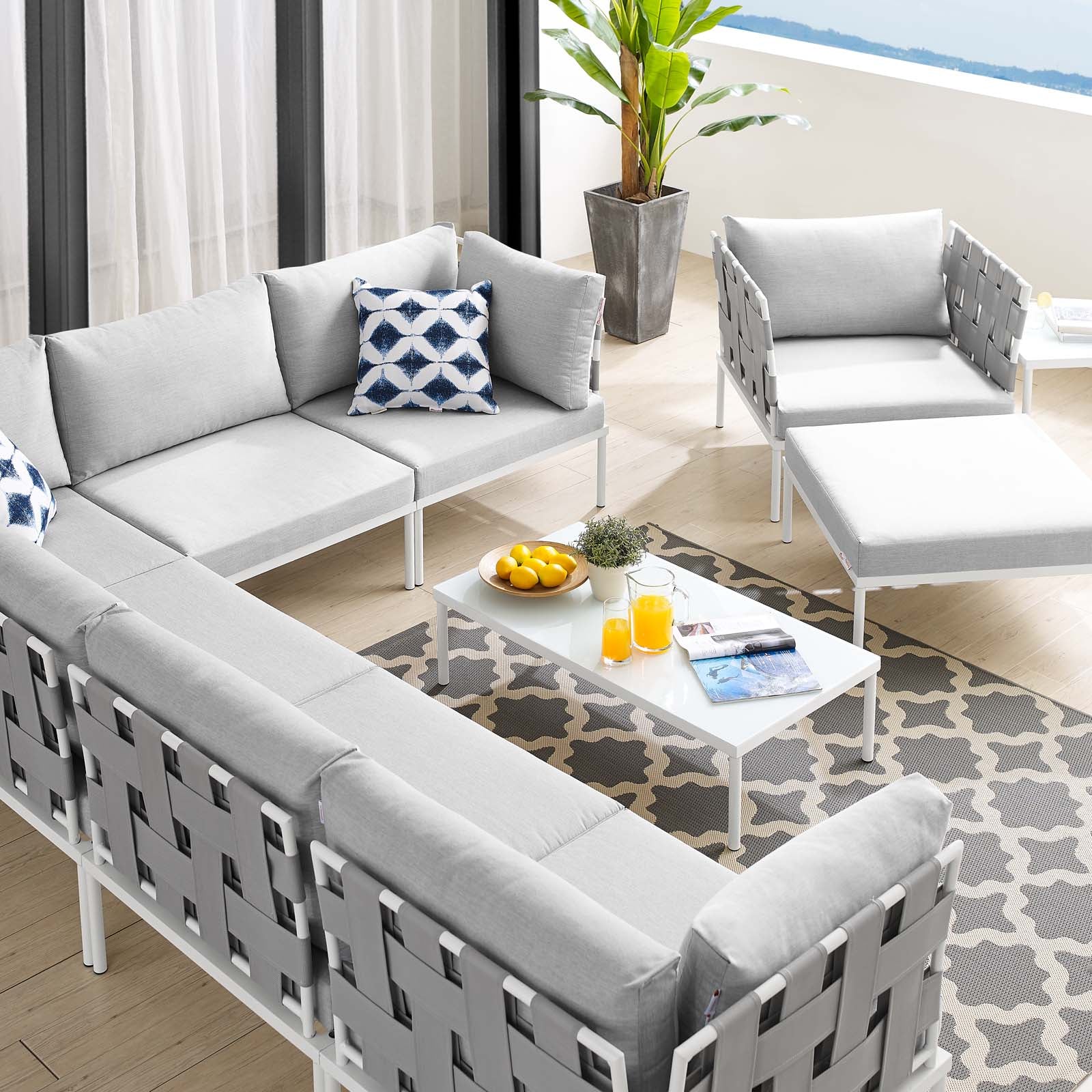 Harmony 10-Piece  Sunbrella¬¨√Ü Outdoor Patio Aluminum Sectional Sofa Set By HouseBean