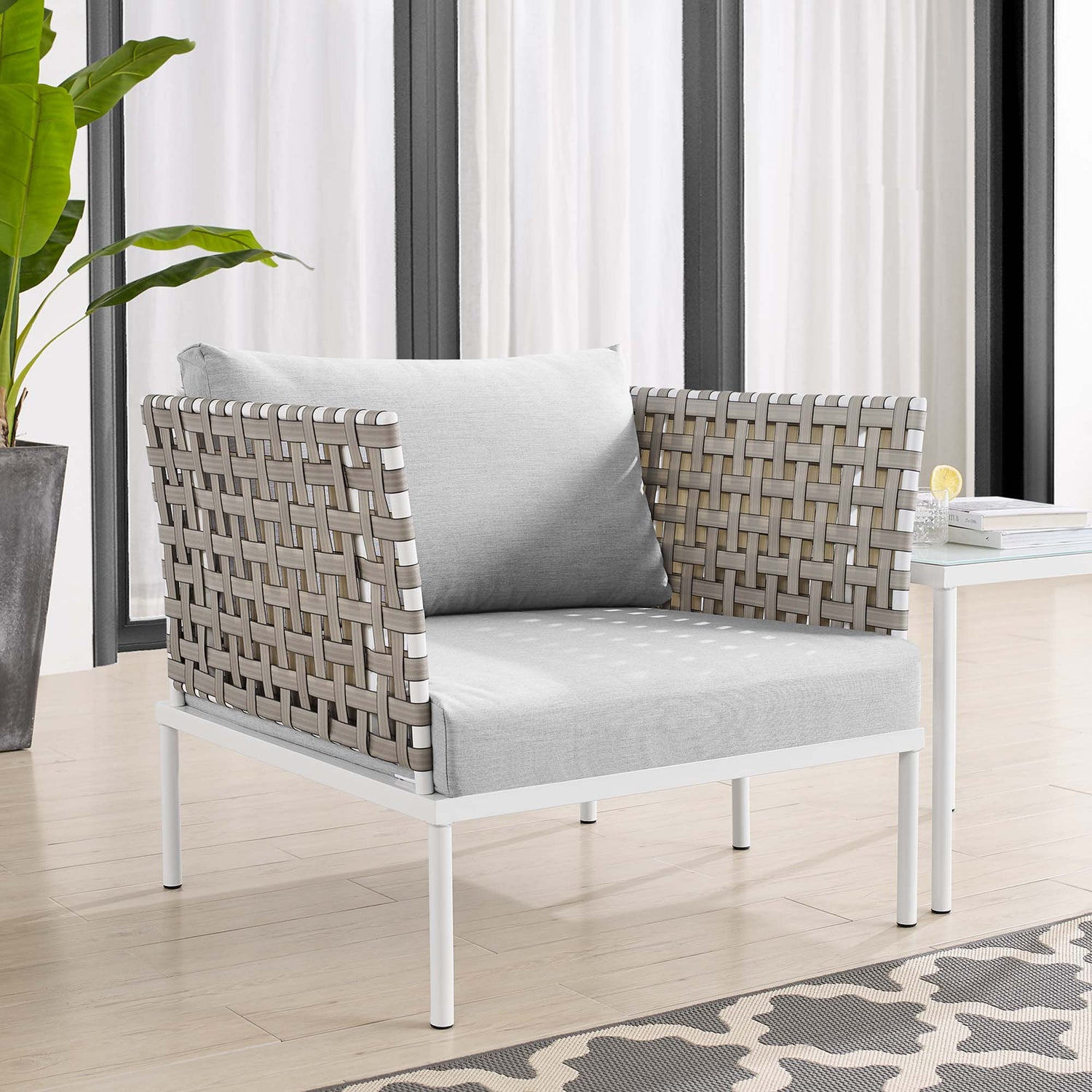 Harmony Sunbrella¬Æ Basket Weave Outdoor Patio Aluminum Armchair by Modway