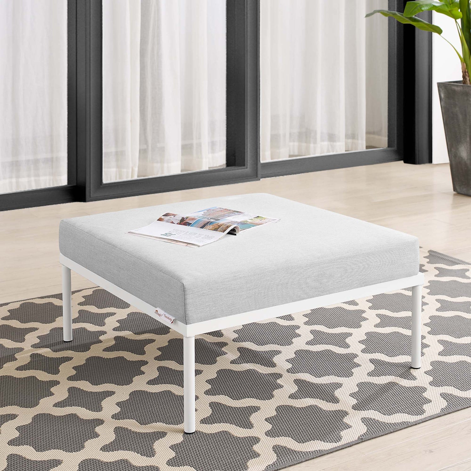 Harmony Sunbrella¬Æ Outdoor Patio Aluminum Ottoman by Modway