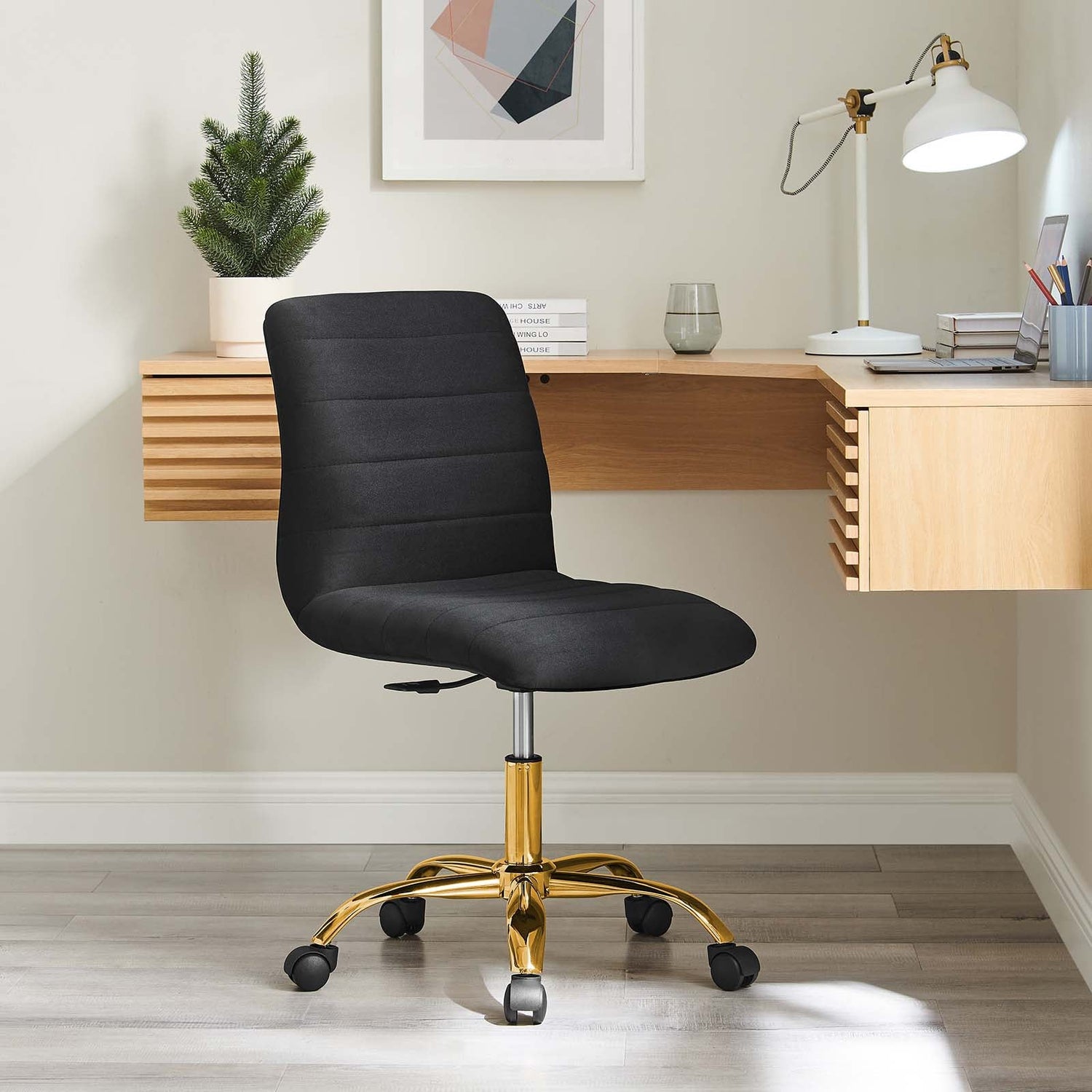 Ripple Armless Performance Velvet Office Chair By HouseBean