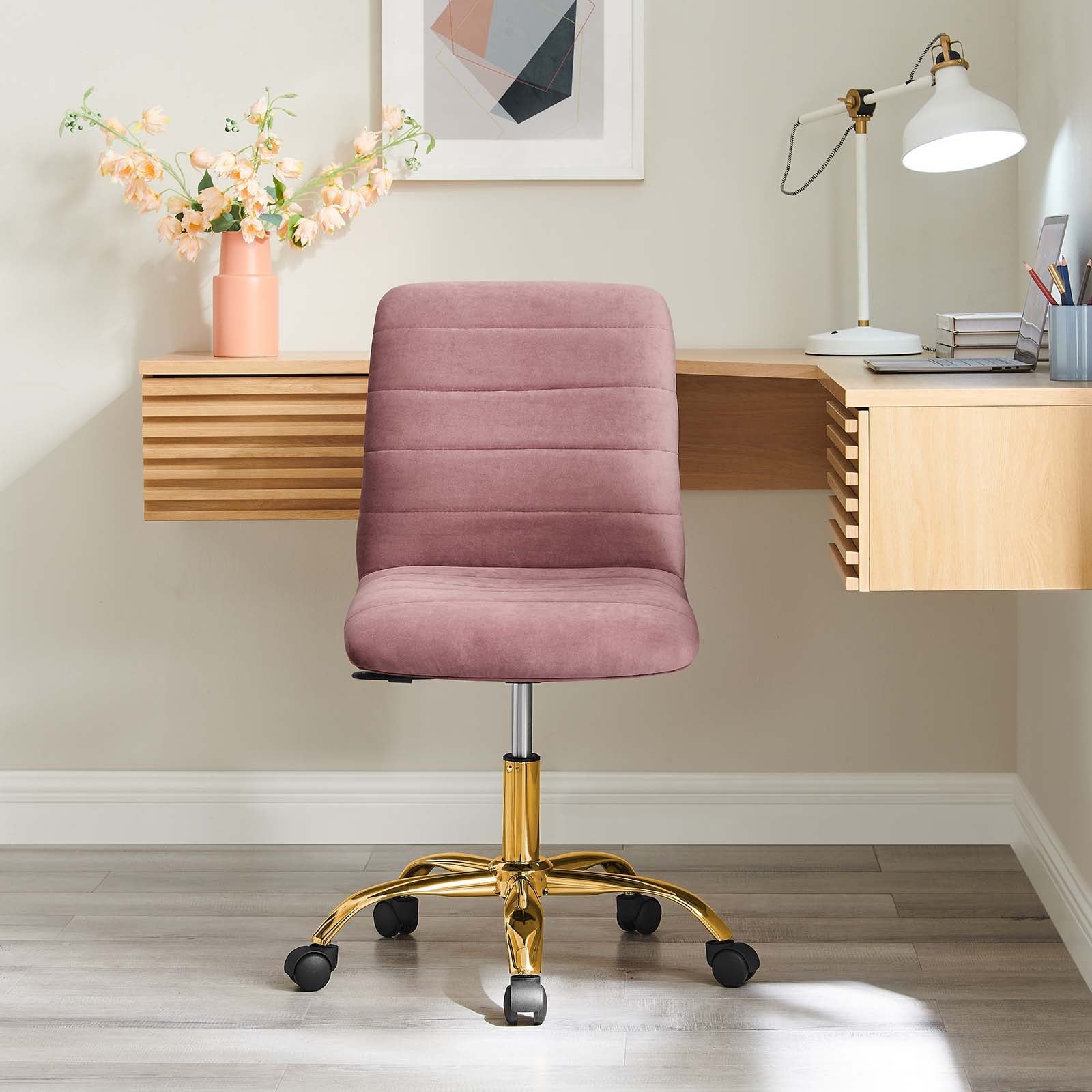 Ripple Armless Performance Velvet Office Chair By HouseBean