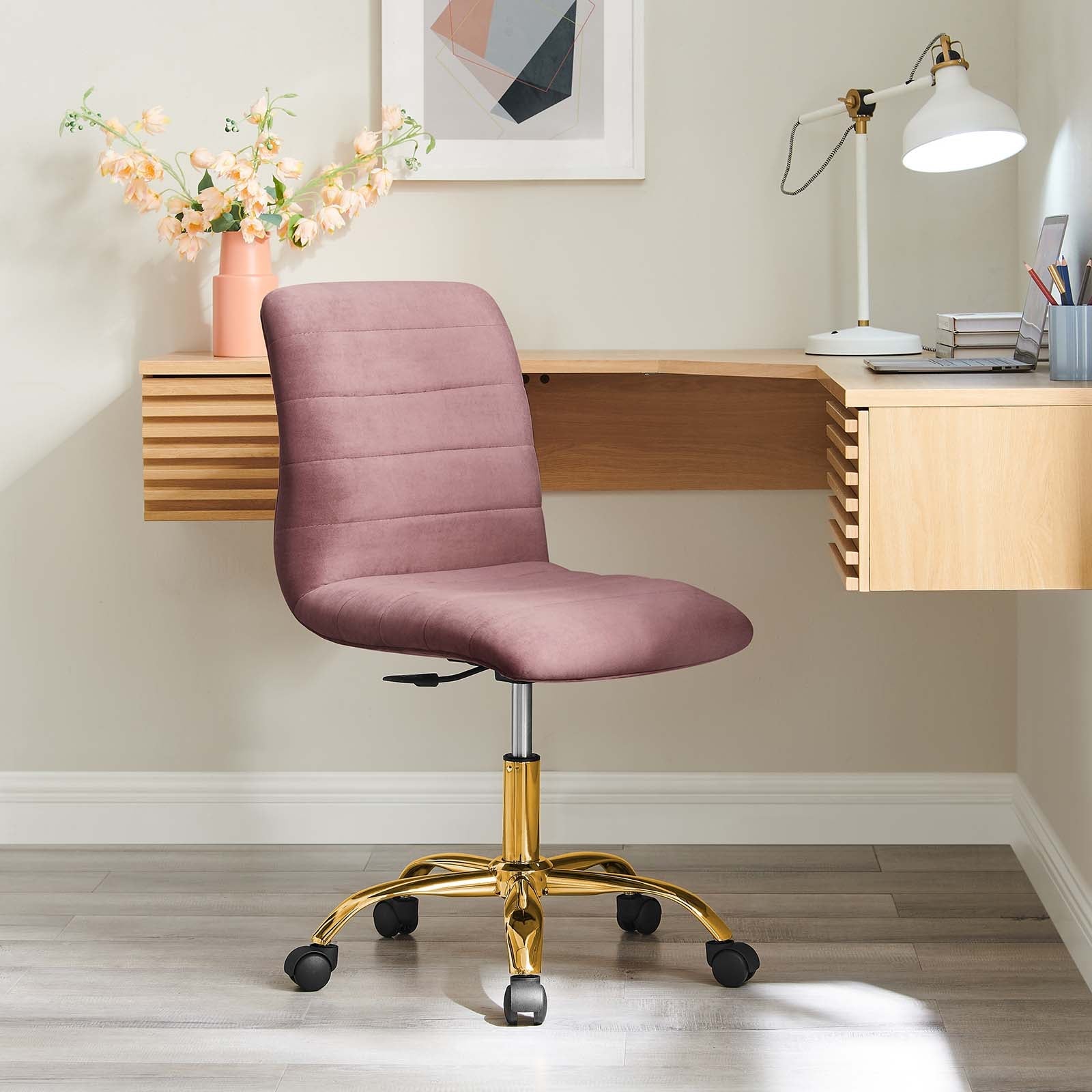 Ripple Armless Performance Velvet Office Chair By HouseBean