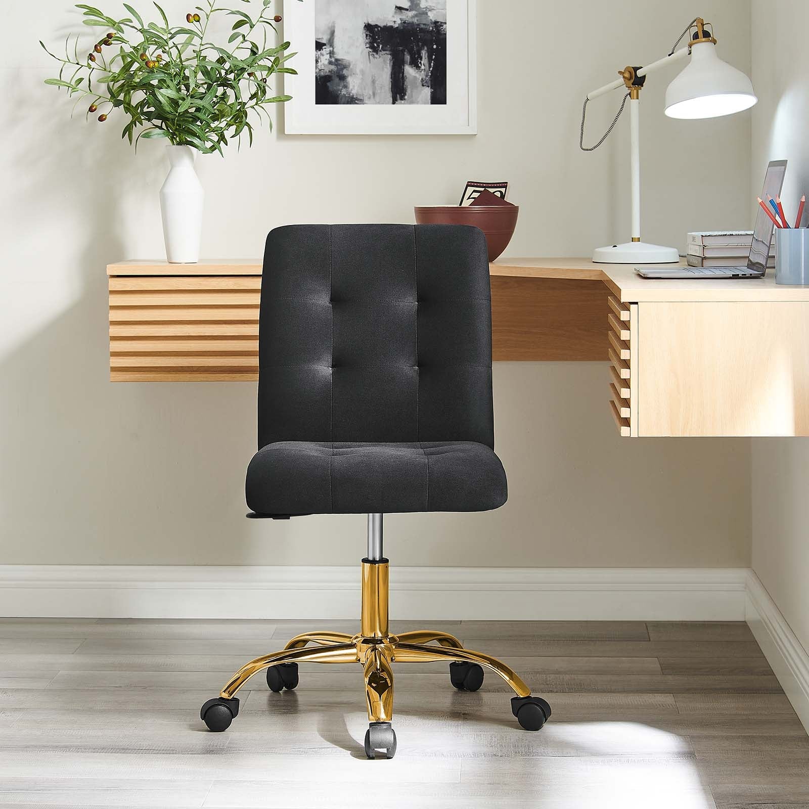 Prim Armless Performance Velvet Office Chair By HouseBean