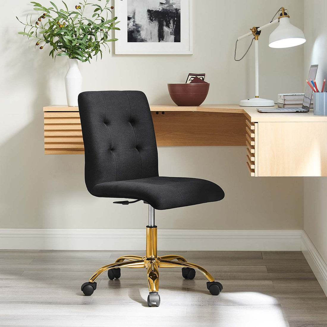 Prim Armless Performance Velvet Office Chair By HouseBean