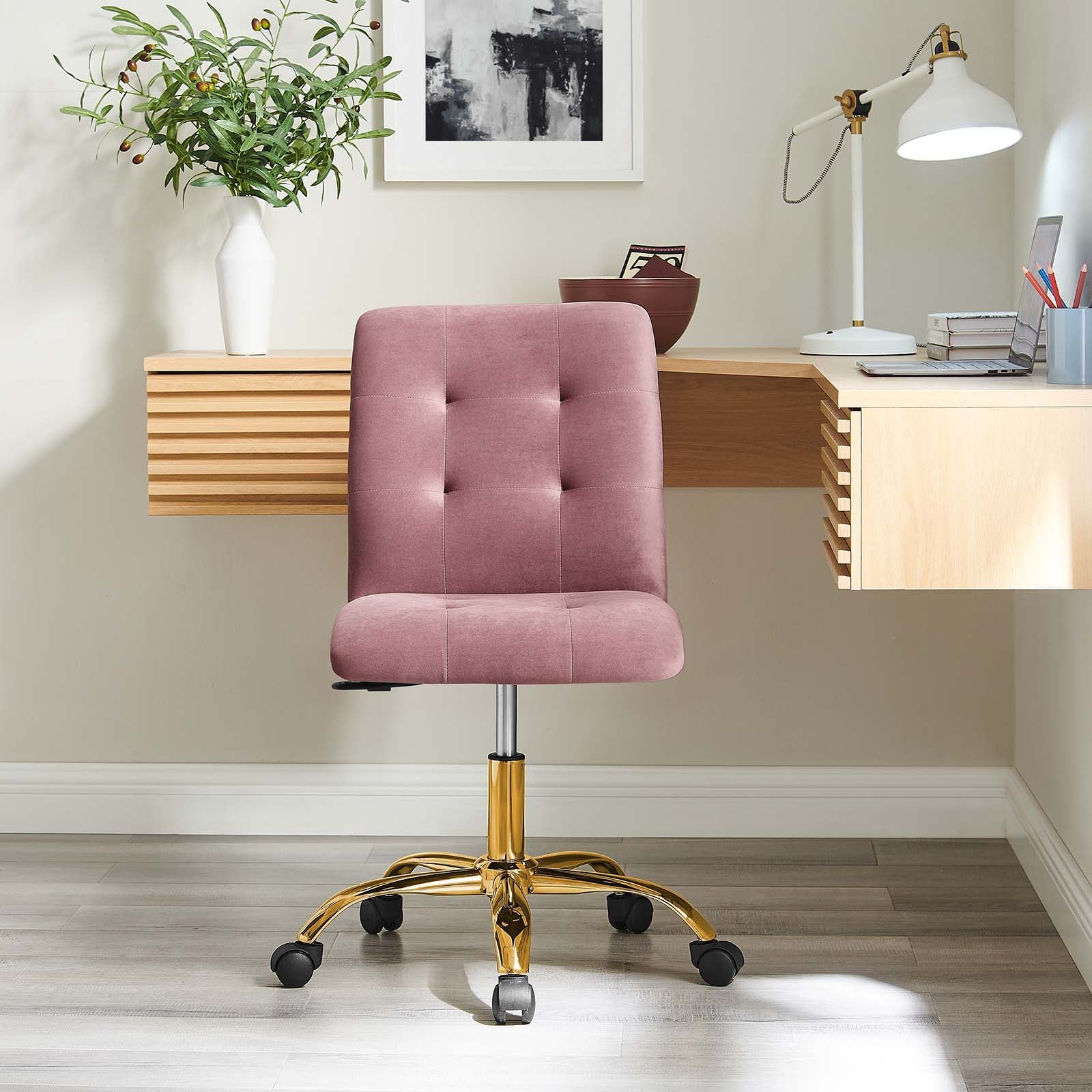 Prim Armless Performance Velvet Office Chair By HouseBean