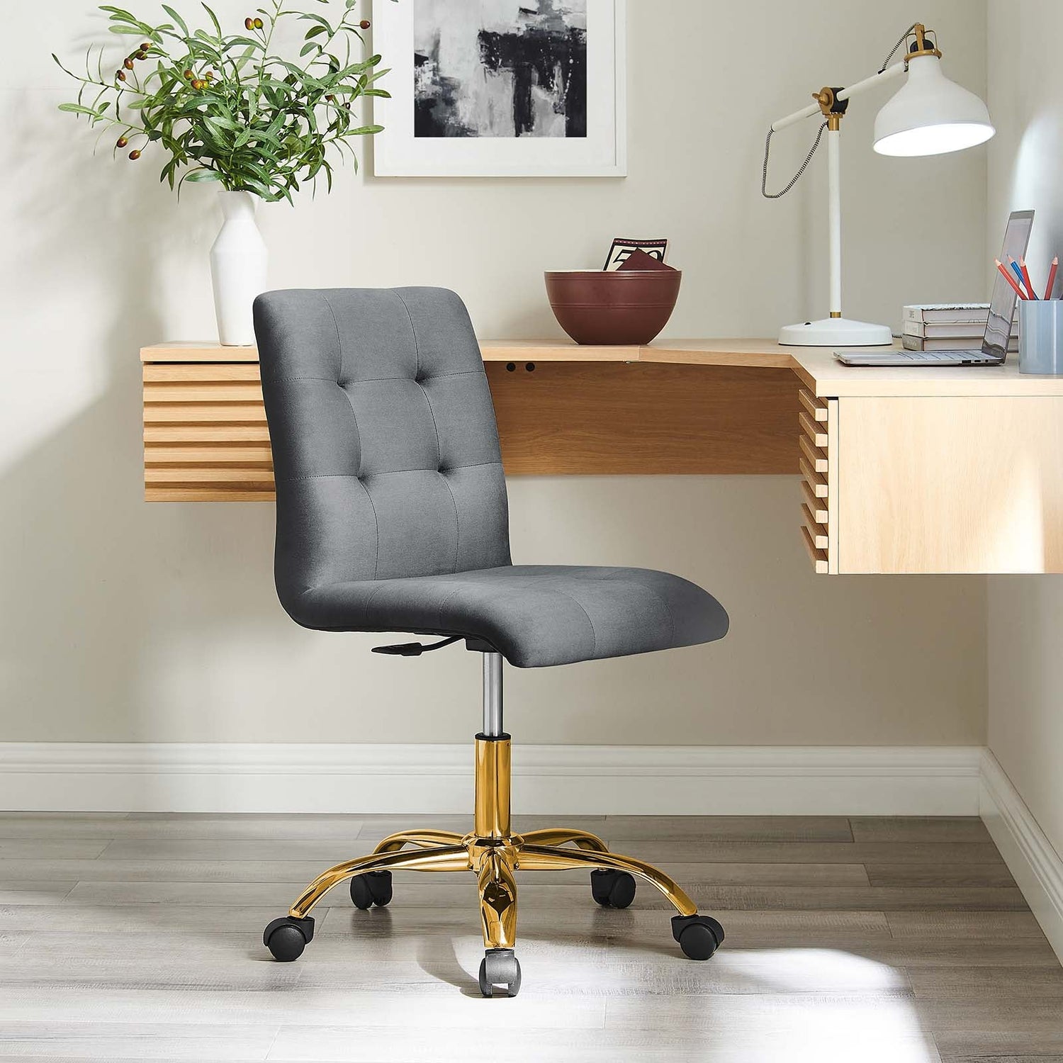 Prim Armless Performance Velvet Office Chair By HouseBean