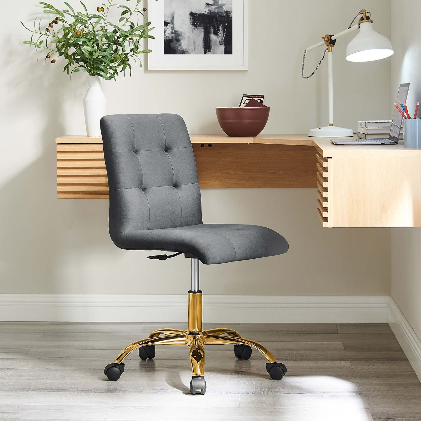 Prim Armless Performance Velvet Office Chair By HouseBean