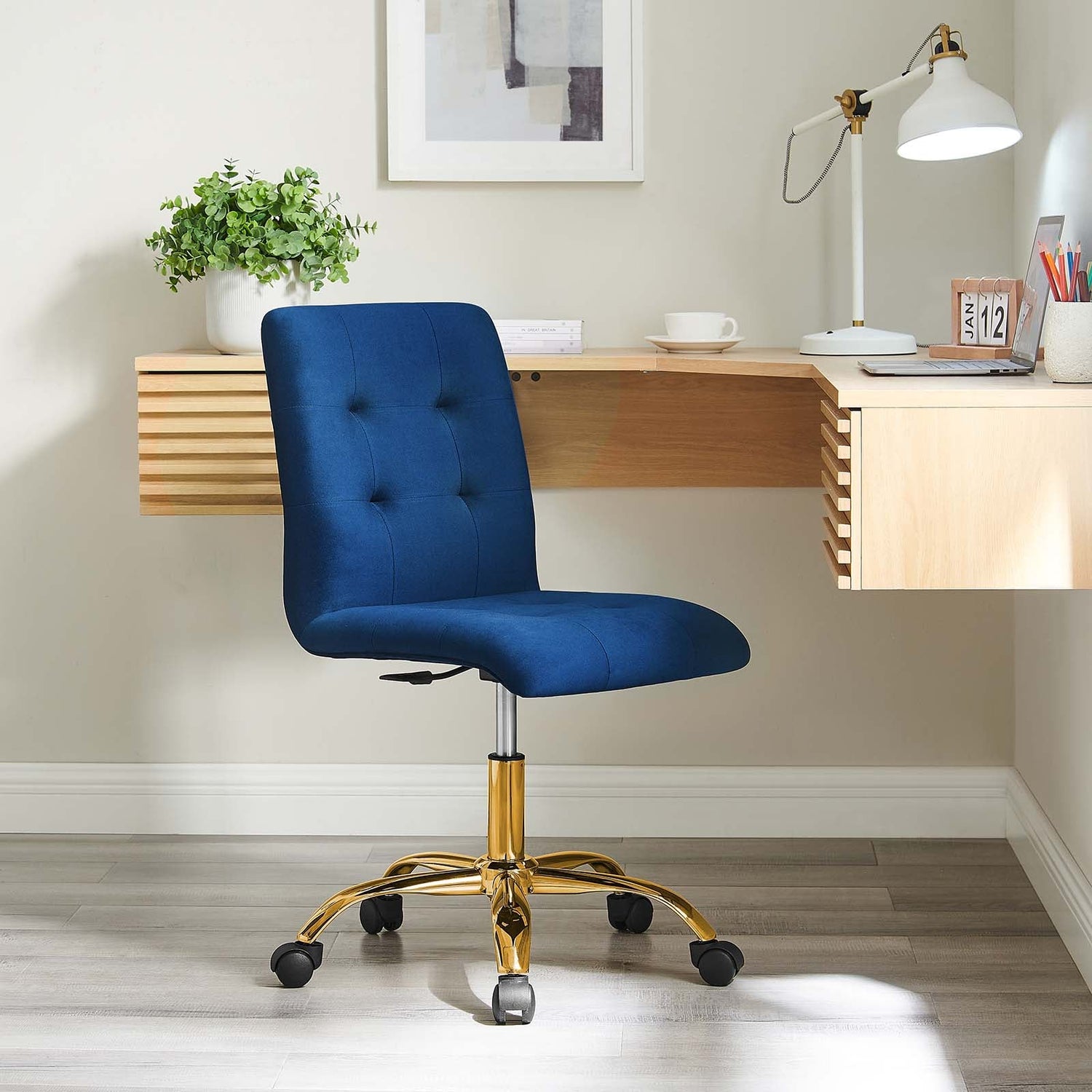 Prim Armless Performance Velvet Office Chair By HouseBean