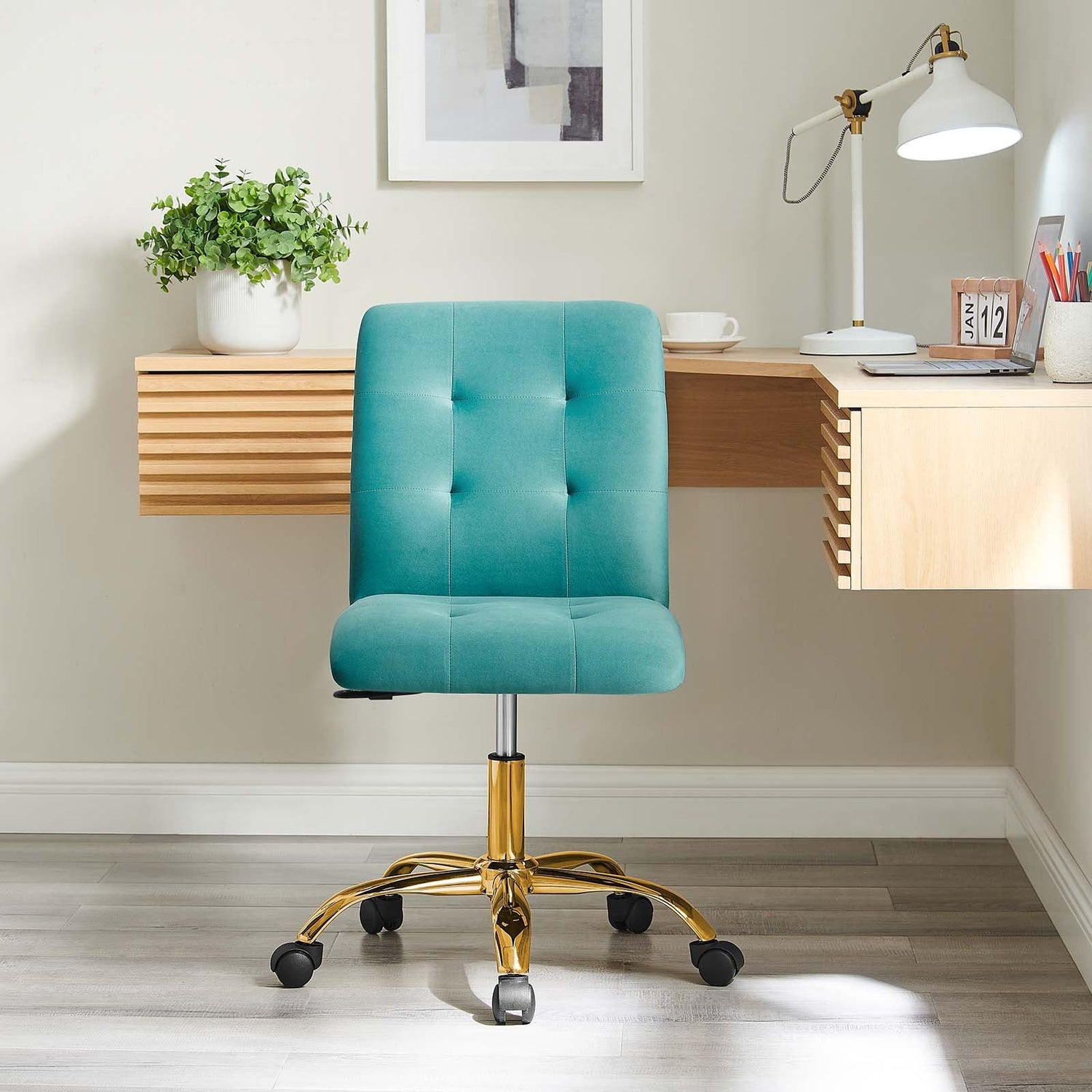 Prim Armless Performance Velvet Office Chair By HouseBean