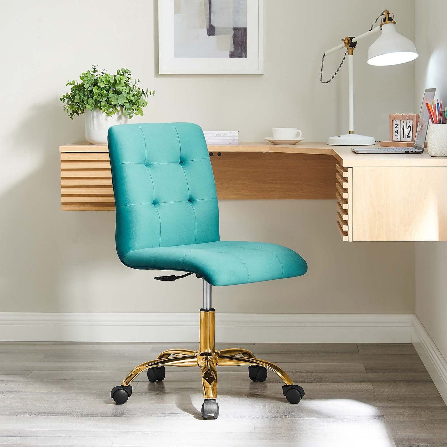 Prim Armless Performance Velvet Office Chair By HouseBean