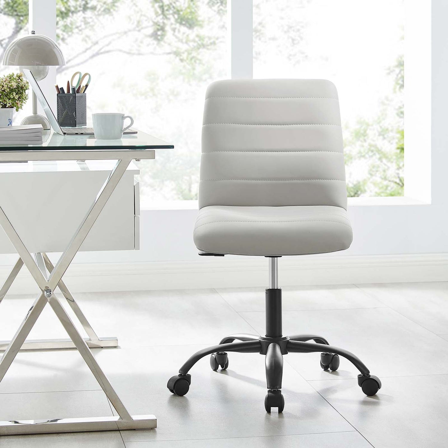 Ripple Armless Vegan Leather Office Chair By HouseBean