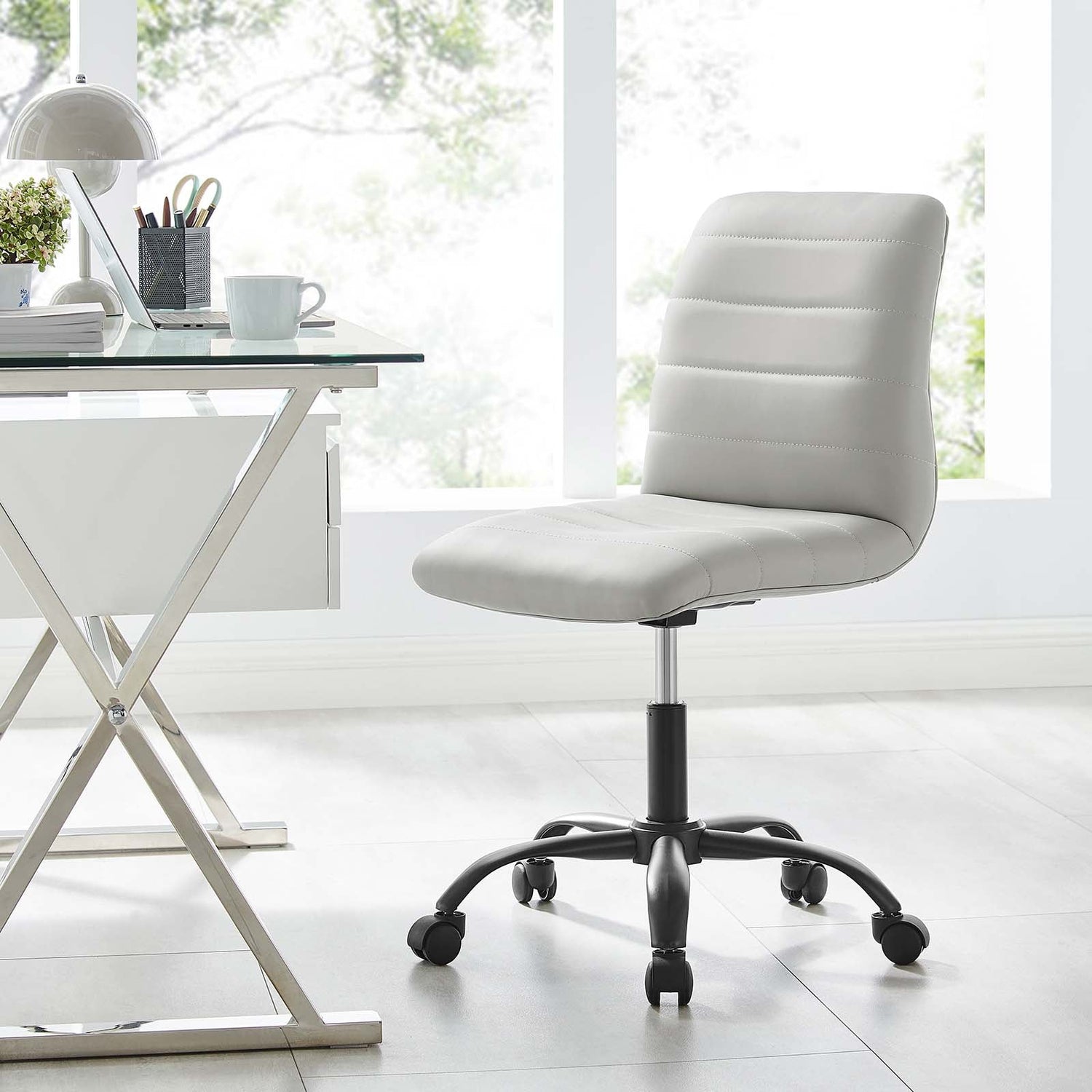 Ripple Armless Vegan Leather Office Chair By HouseBean