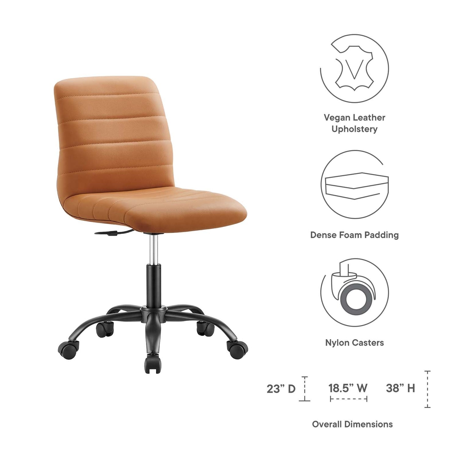 Ripple Armless Vegan Leather Office Chair By HouseBean