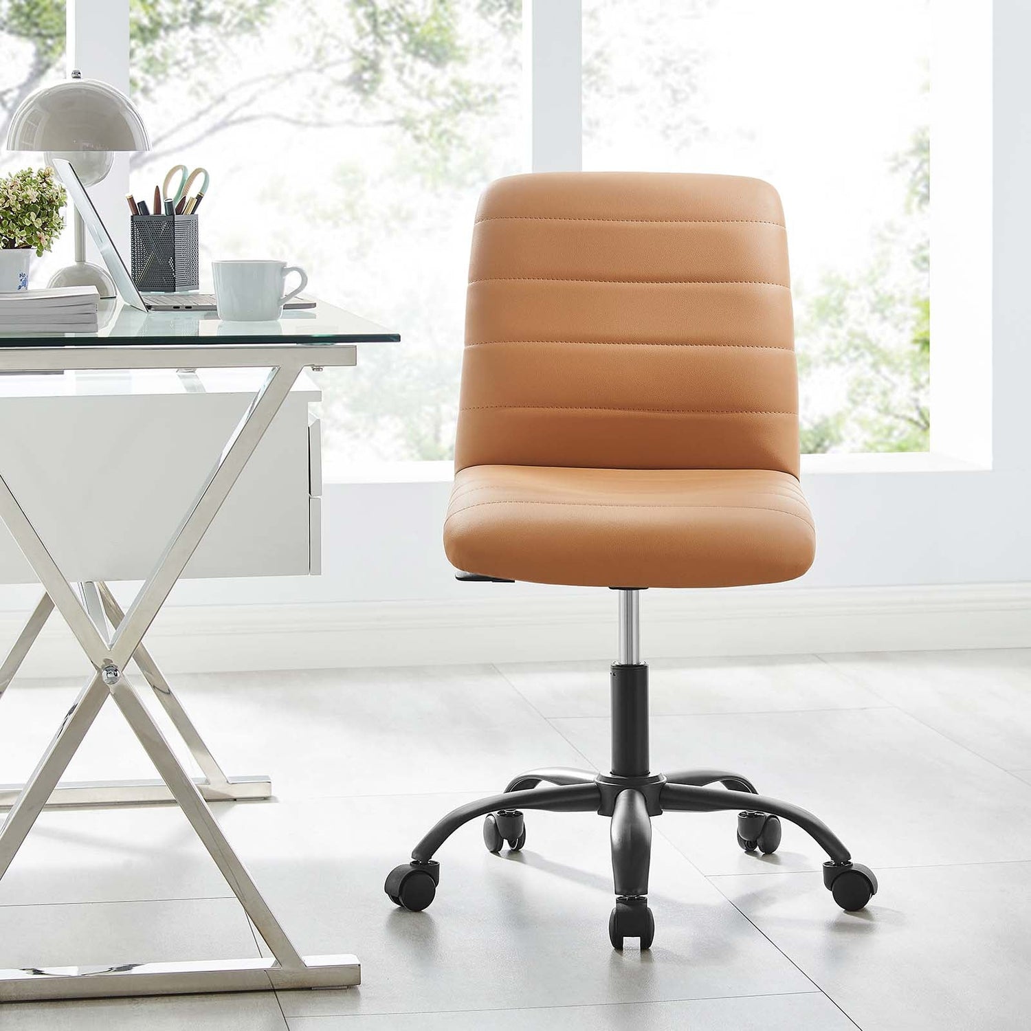 Ripple Armless Vegan Leather Office Chair By HouseBean