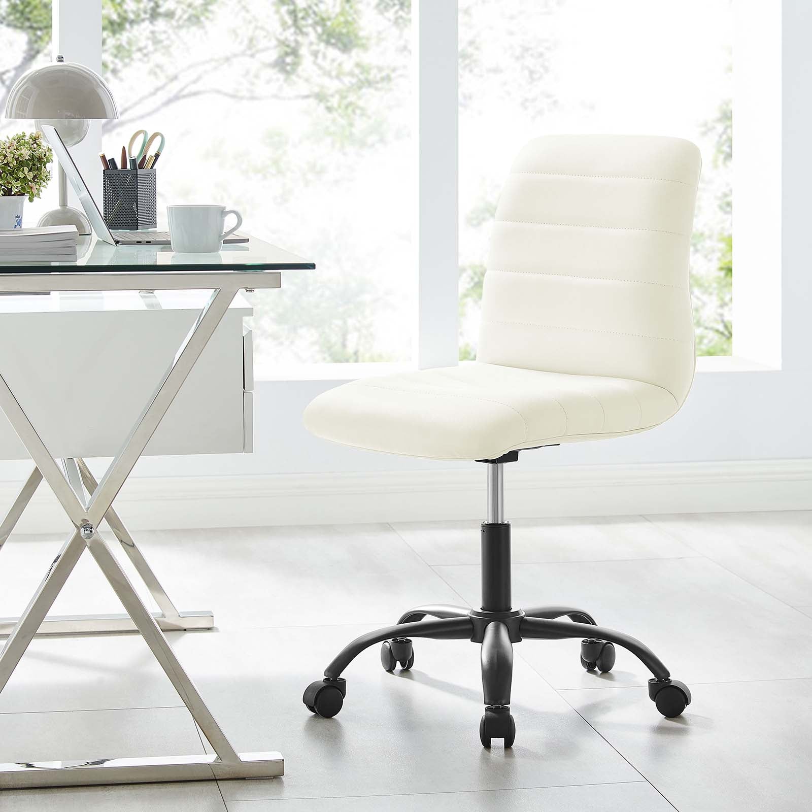 Ripple Armless Vegan Leather Office Chair By HouseBean