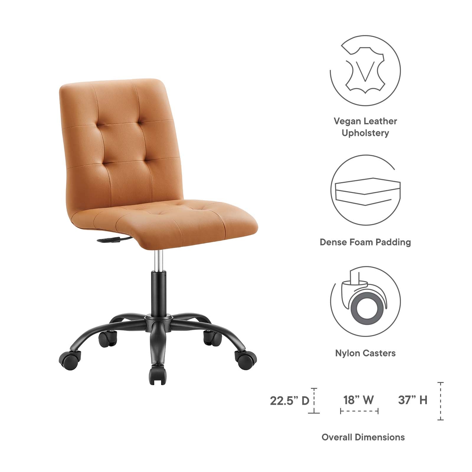 Prim Armless Vegan Leather Office Chair By HouseBean