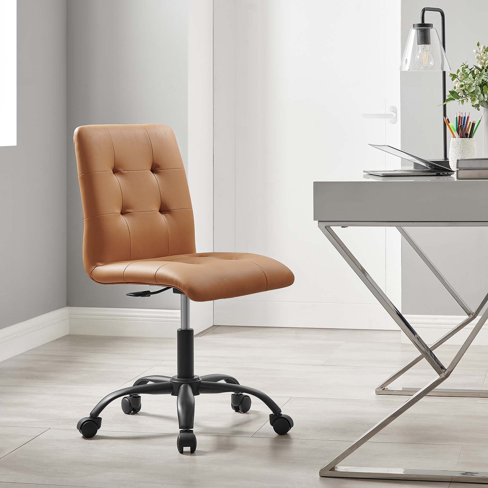 Prim Armless Vegan Leather Office Chair By HouseBean