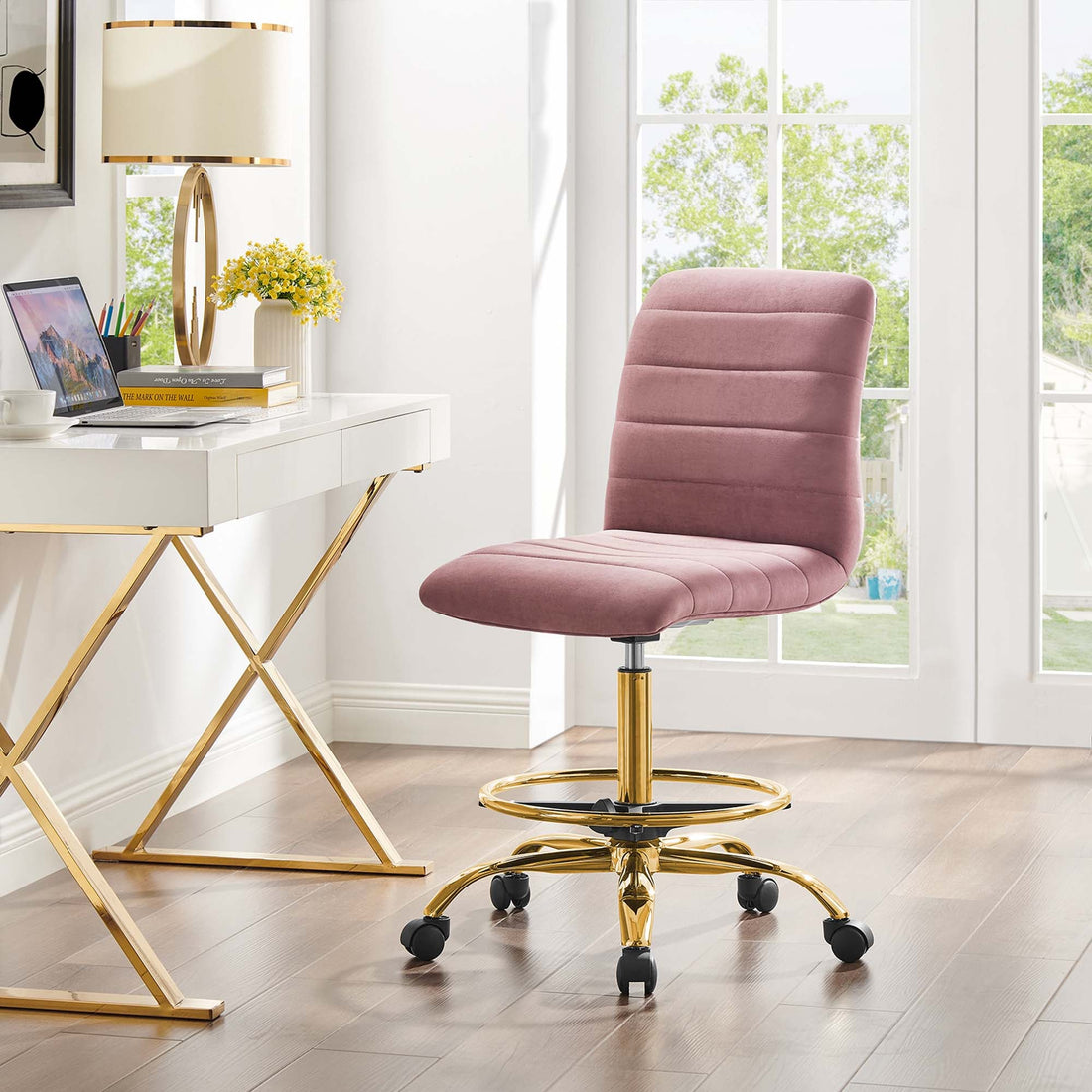 Ripple Armless Performance Velvet Drafting Chair by Modway