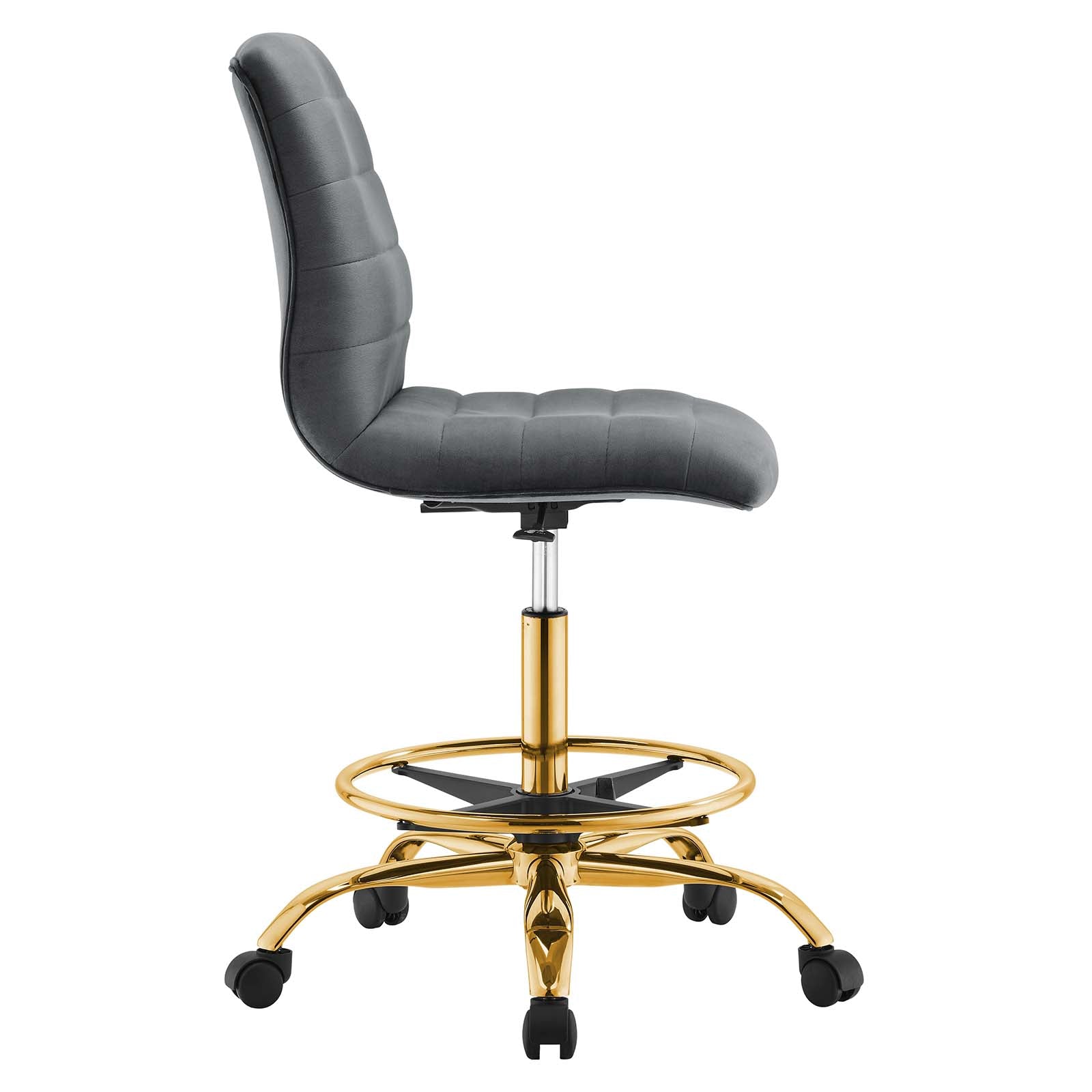 Ripple Armless Performance Velvet Drafting Chair By HouseBean