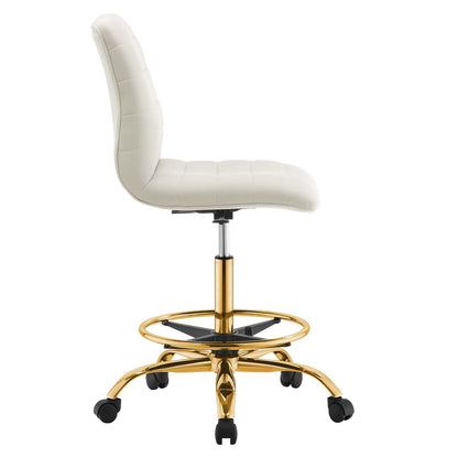 Ripple Armless Performance Velvet Drafting Chair By HouseBean