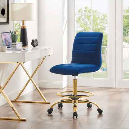 Ripple Armless Performance Velvet Drafting Chair By HouseBean