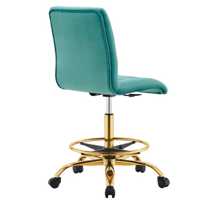 Prim Armless Performance Velvet Drafting Chair By HouseBean