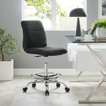 Ripple Armless Vegan Leather Drafting Chair By HouseBean