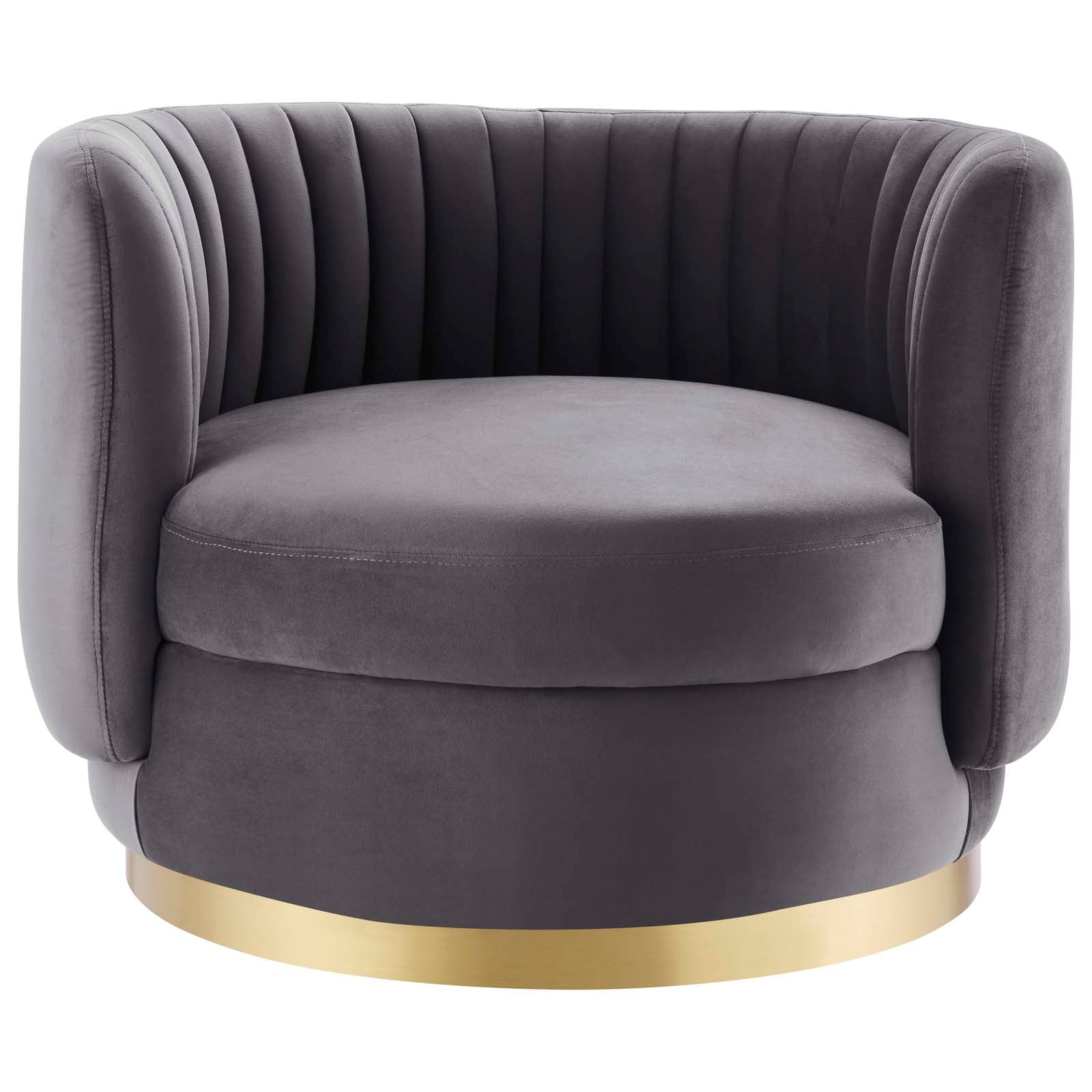 Embrace Tufted Performance Velvet Performance Velvet Swivel Chair By HouseBean