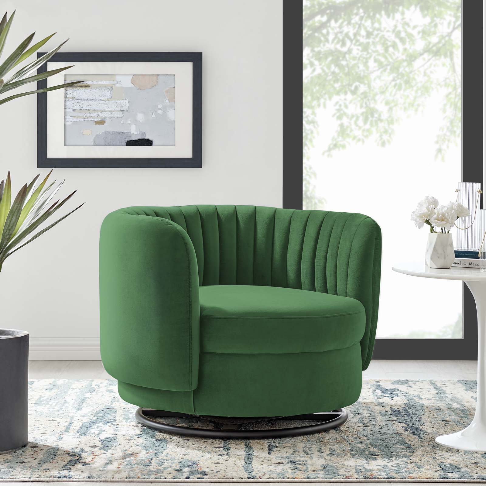 Embrace Tufted Performance Velvet Performance Velvet Swivel Chair By HouseBean