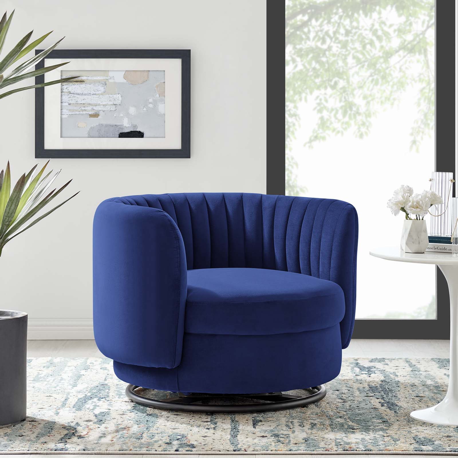 Embrace Tufted Performance Velvet Performance Velvet Swivel Chair By HouseBean