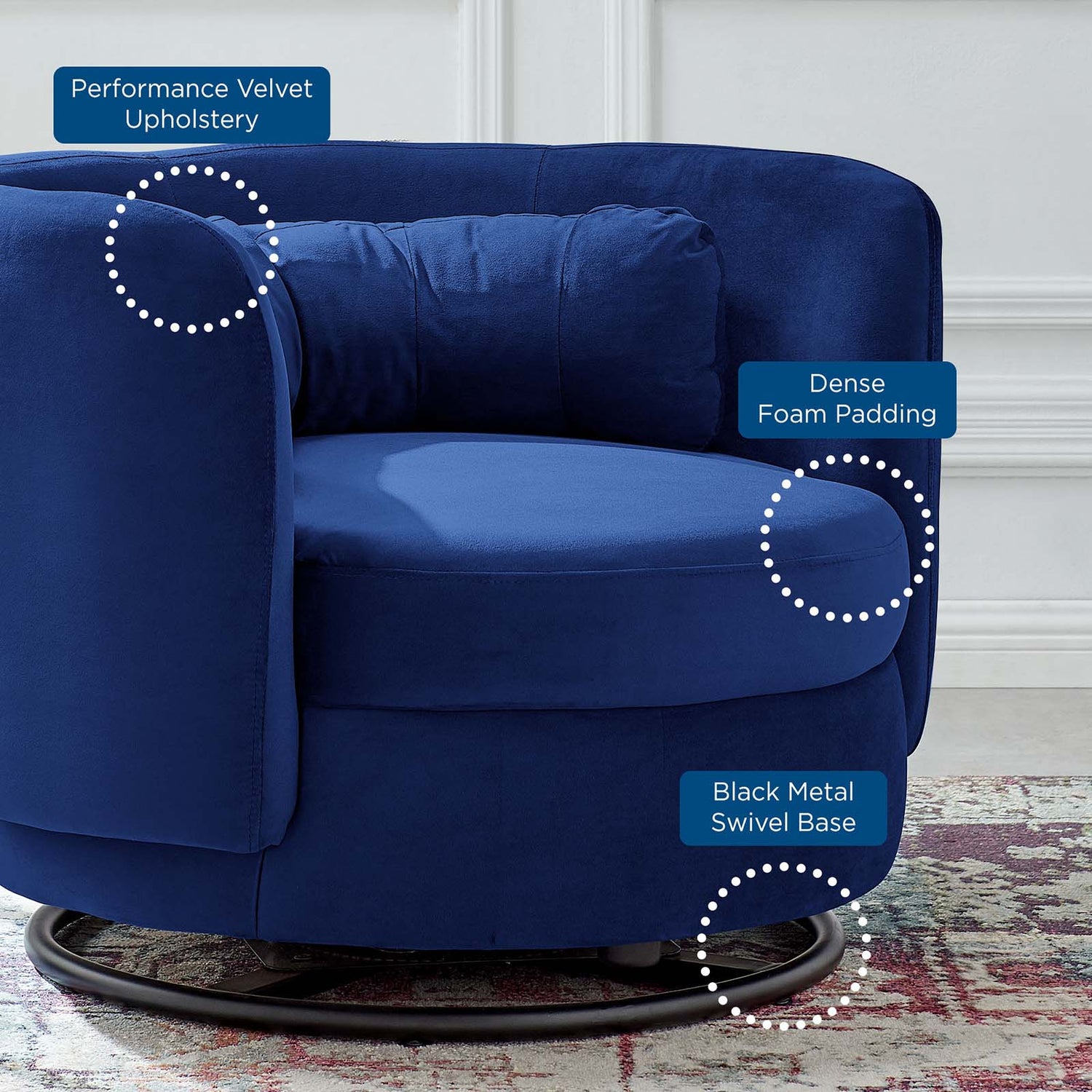 Relish Performance Velvet Performance Velvet Swivel Chair By HouseBean