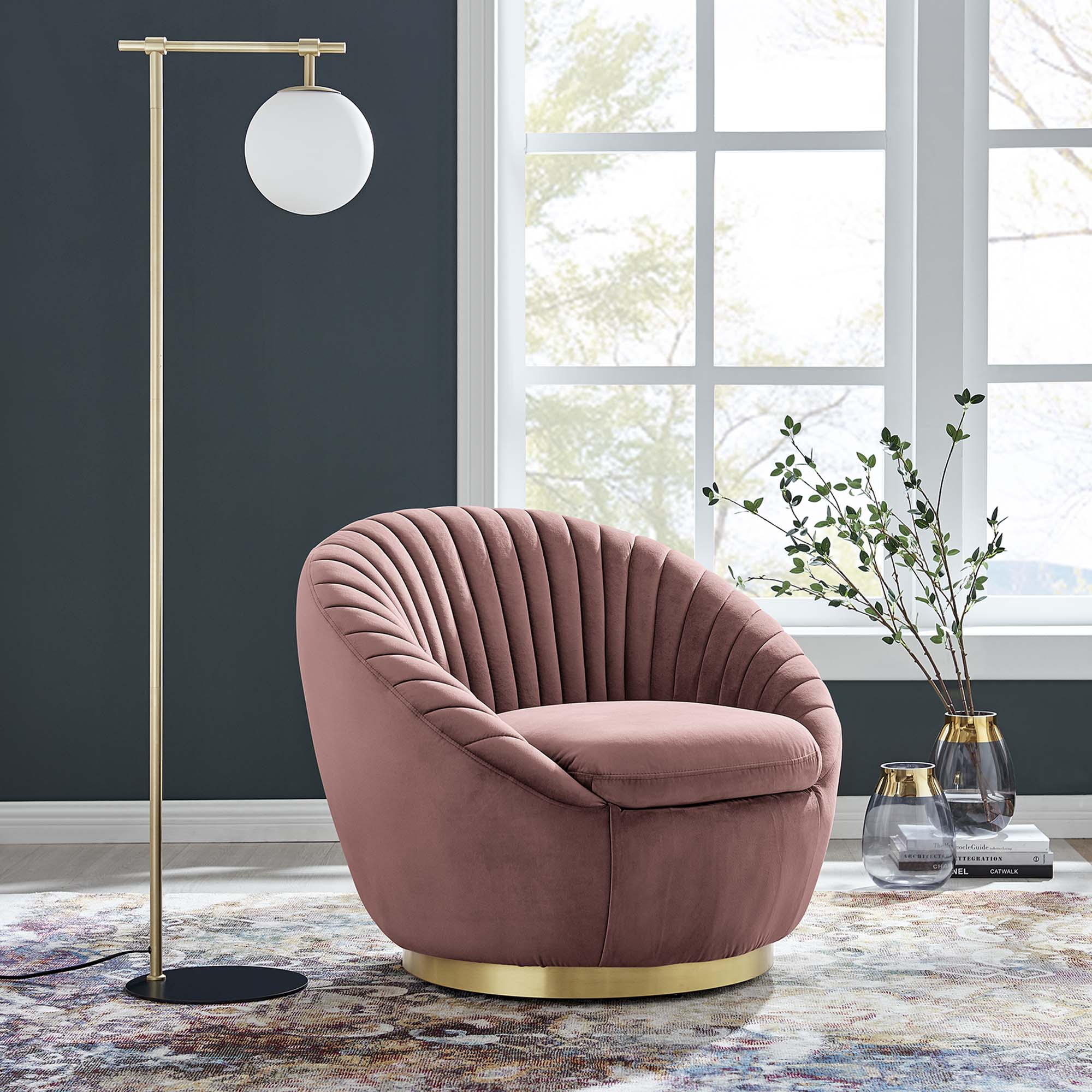 Whirr Tufted Performance Velvet Performance Velvet Swivel Chair by Modway