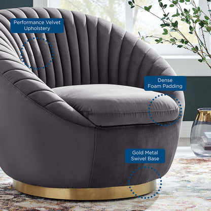 Whirr Tufted Performance Velvet Performance Velvet Swivel Chair by Modway