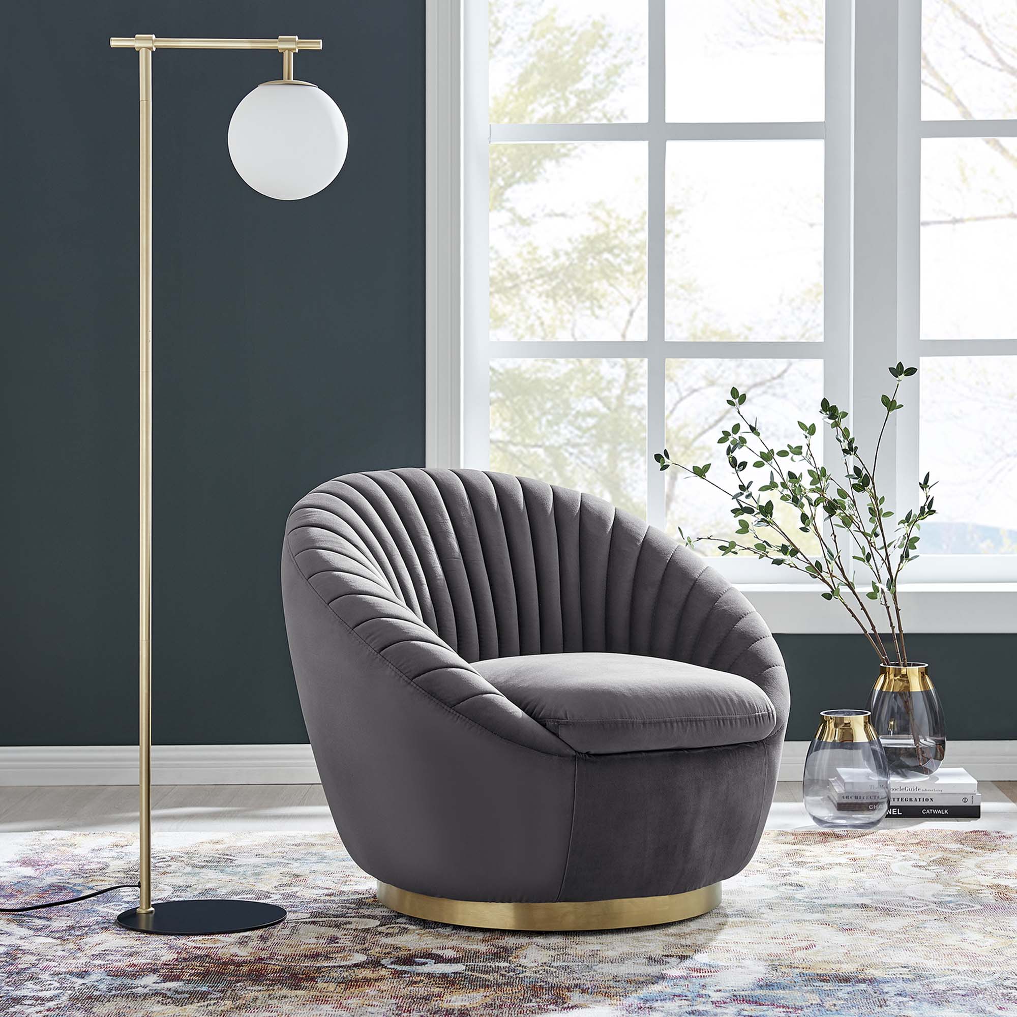 Whirr Tufted Performance Velvet Performance Velvet Swivel Chair by Modway