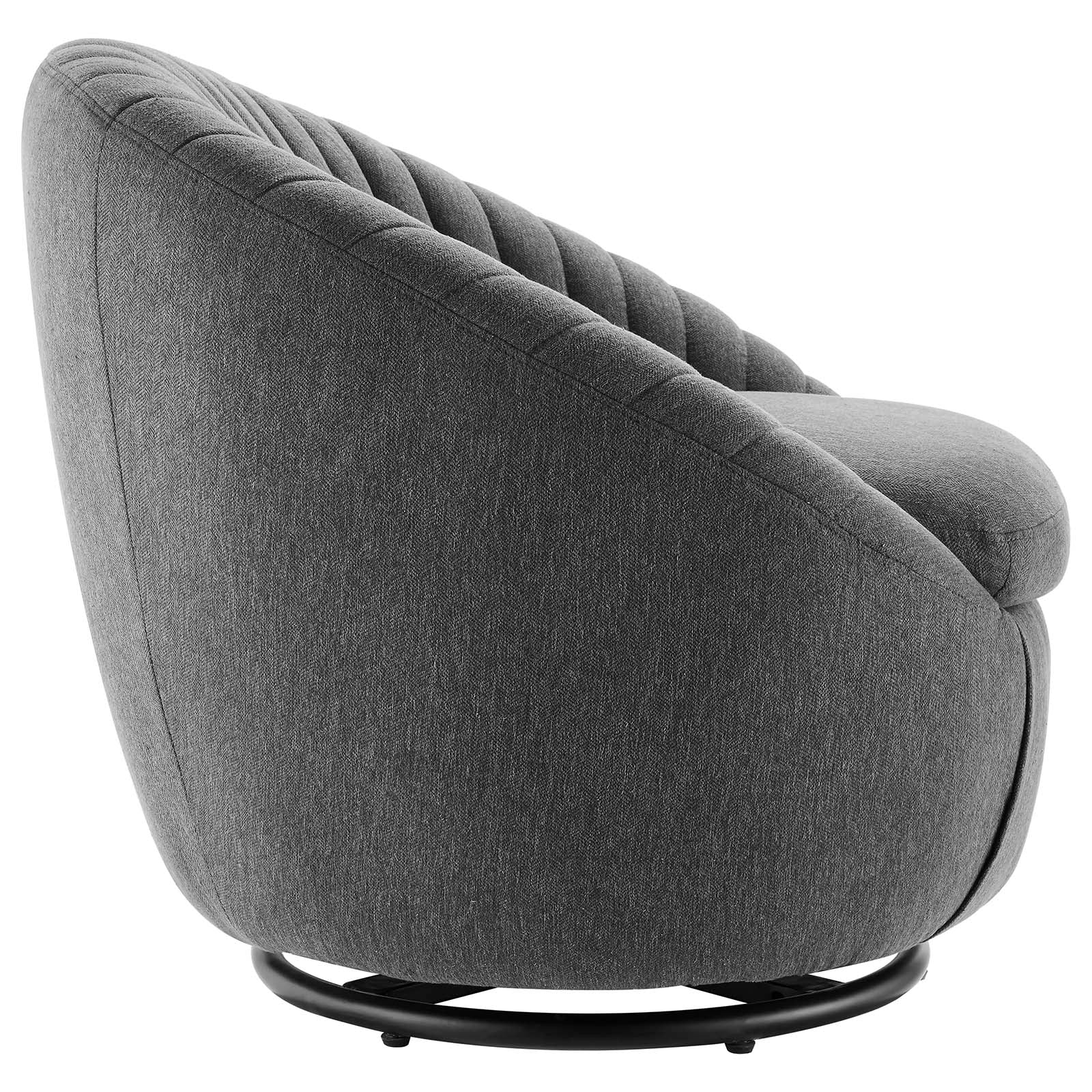 Whirr Tufted Fabric Swivel Chair By HouseBean