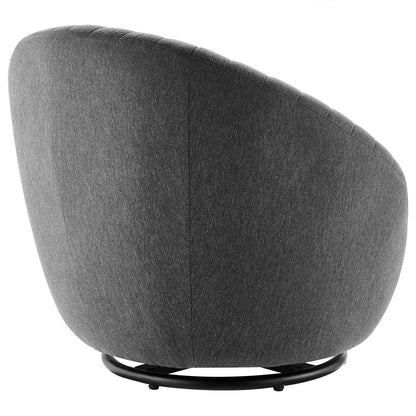 Whirr Tufted Fabric Swivel Chair By HouseBean