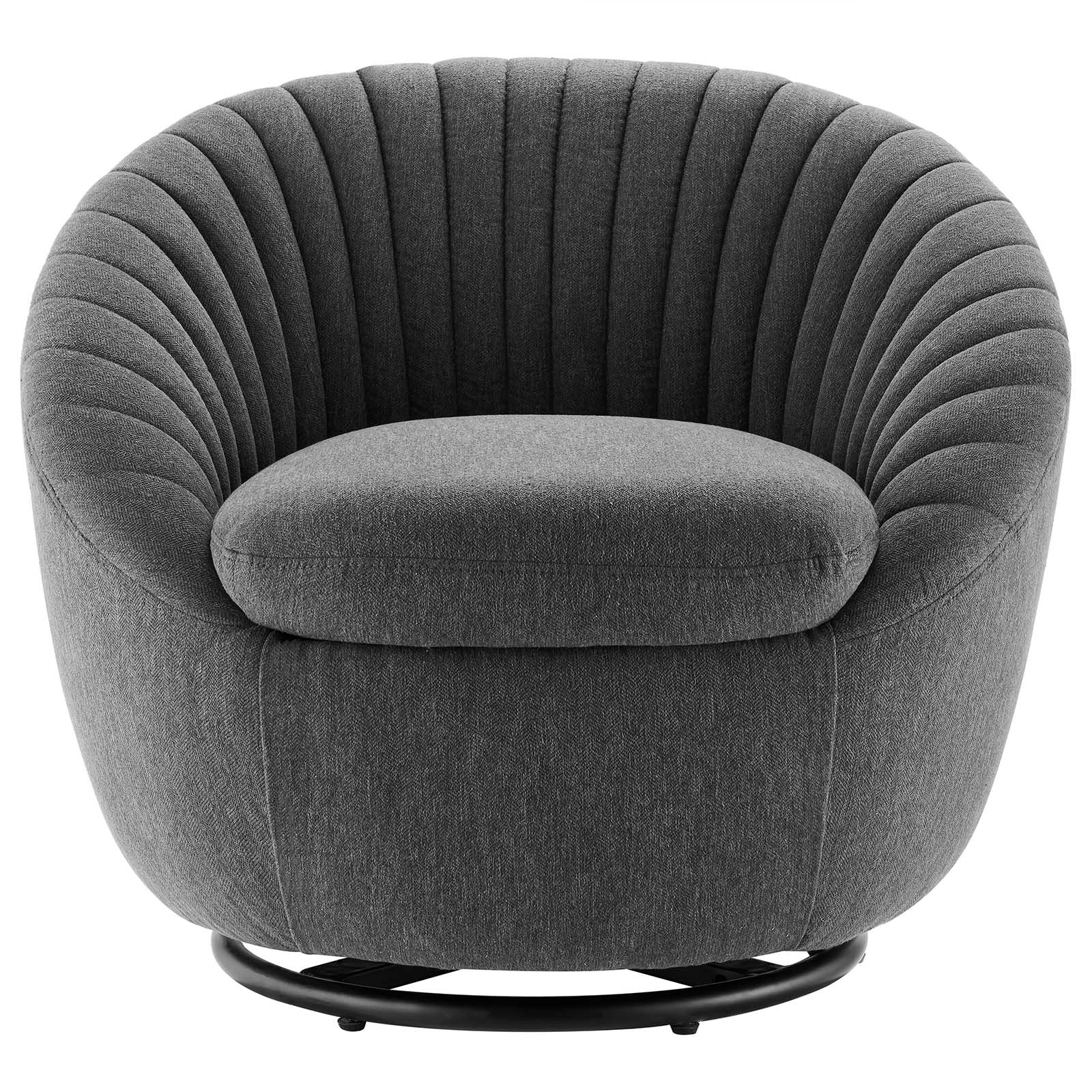 Whirr Tufted Fabric Swivel Chair By HouseBean