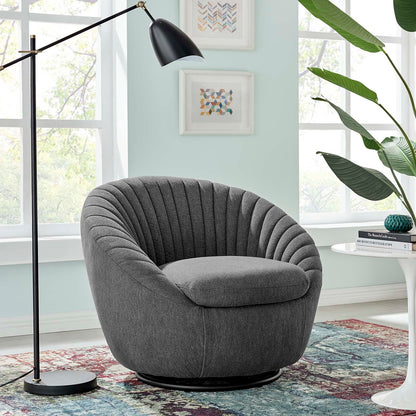 Whirr Tufted Fabric Swivel Chair By HouseBean