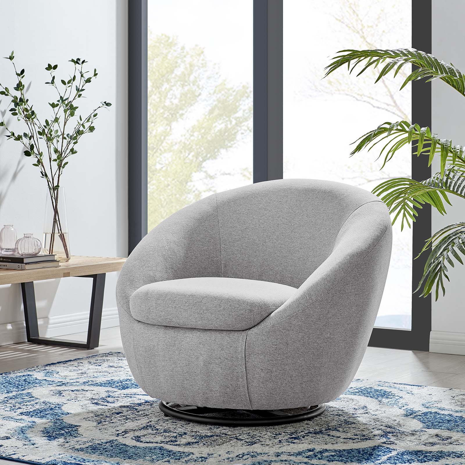 Buttercup Upholstered Fabric Swivel Chair By HouseBean